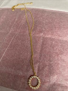 kate spade Gold Crystal Circle Pendant Necklace NWOT